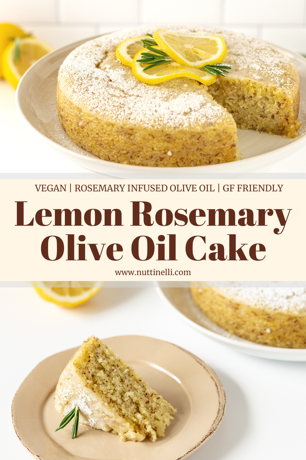 Vegan Lemon Rosemary Olive Oil Cake - Deliciously Tart and Sweet!